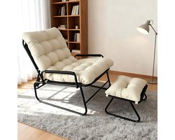 Luxe Loungestoel met Voetenbank en 5 Verstelbare standen voor Buiten en Binnen