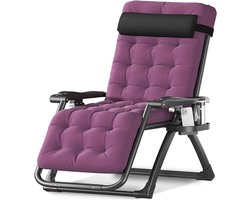 Luxe Loungestoel - Opvouwbare Fauteuil - Buiten Ontspannen - Extra Breed Ontwerp - 170cm Lang - Zwart