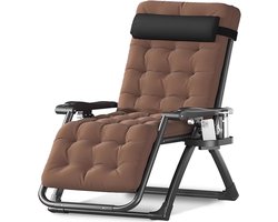 Luxe Loungestoel - Opvouwbare Fauteuil - Buiten Ontspannen - Extra Breed Ontwerp - 200 kg Belasting - Zwart