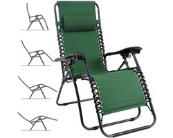 Luxe Loungestoel - Verstelbare Stoel - Ontspannen Buiten - Verstelbare Rugleuning - 165 x 65 x 113 cm - Groen