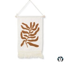 Luxe Macramé Wandkleed | Koraalafdruk | Terra | 40cm x 57cm | Wandkleed | Wandhanger | Wandtapijten | Woondecoratie | Wonen | Bohemien | Stijlvol | Katoen | Franjes | TheOldOmen |
