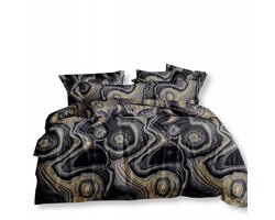 Luxe Marmer Satijn Beddengoed Set 160x200 Goud Zwart 3D