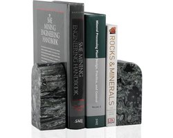 Luxe Marmeren Boekensteunen Olijfgroen - Stijlvolle Boeksteunen voor Boekenplank