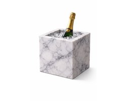 Luxe Marmeren Champagnekoeler – Carrara Marmer – Vierkante Wijnkoeler – 25x25 cm – Design Koelemmer