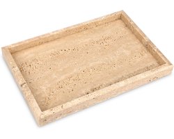 Luxe Marmeren Dienblad van Travertin - Decoratieve Stenen Schaal voor Keuken, Badkamer en Woonaccessoires