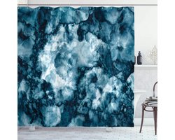 Luxe Marmeren Douchegordijn Blauw - Waterbestendig Textiel met Haken 175x200 cm