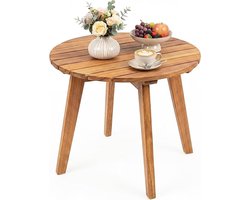 Luxe Massief Acaciahouten Bijzettafel - Ronde Weerbestendige Tuintafel voor Buiten & Binnen - Compacte Salontafel voor Balkon en Terras - 43 x 43 x 35 cm