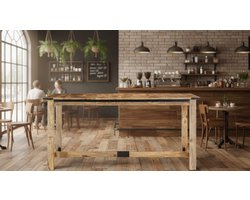 Luxe Massief Mangohouten Eettafel 160x80 cm – Industriële Eetkamertafel van Duurzaam Hout – Handgemaakt, Robuust & Stijlvol Design NoviHome