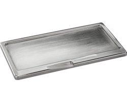 Luxe metalen kaarsenbord/plateau zilver 9 x 17 cm rechthoekig - Onderbord/kaarsenbord/onderzet bord voor kaarsen - Kaarsplateau/kaarsenplateau - Woonaccessoires