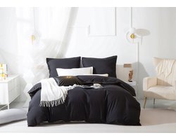 Luxe Microvezel Beddengoed Zwart Goud 220x200 cm Queen