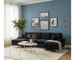 Luxe Moderne U-vormige Hoekbank – 4-Zits Comfortabele Chenille Bank met Verstelbare Zetels – Woonkamerbank in Blauw, Zwart, Grijs of Beige UrbanHome