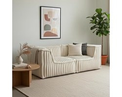 Luxe Modulaire 2-Zits Zitzak Sofa – Boneless Design met 100% Foam Flakes – Comfortabele Comprimeerbare Hoekbank met Armleuningen voor Woonkamer en Slaapkamer – Beige House&Garden