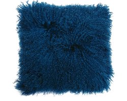 Luxe Mongools Bont Kussensloop - Suède met Leren Achterkant - 40x40 CM