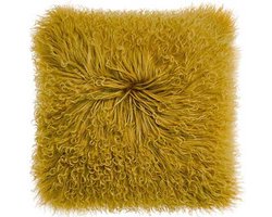 Luxe Mongools Bont Kussensloop - Suède met Leren Achterkant - 40x40 CM