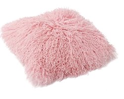 Luxe Mongools Bont Kussensloop - Suède met Leren Achterkant - 40x40 CM