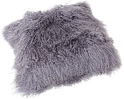 Luxe Mongools Bont Kussensloop - Suède met Leren Achterkant - 40x40 CM