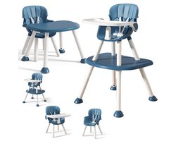 Luxe Multifunctionele kinderstoel - 4-in-1 meegroeistoel - 6 maanden tot 8 jaar - hoge en lage eetstoel - Speeltafelfunctie - tafel met leerstoel - Baby Eetstoel - Peuterstoel voor peuter - tuigje - 5-puntsgordel - blauw