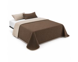 Luxe Omkeerbare Zomer Dekbed 235x270 cm – Dubbelzijdig Beige & Bruin – Gewatteerde Sprei voor Tweepersoonsbed – Decoratieve Beddensprei