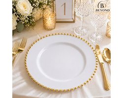 Luxe onderborden Wit met gouden rand - 33cm - Herbruikbaar- Bruilof en Tafeldecoratie