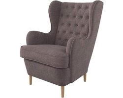 Luxe Oorfauteuil met Chesterfield Design en Diepe Knopen in Zachte Bruine Stof