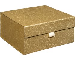 Luxe opbergdoos GOUD GLITTER, bewaardoos, opbergbox, formaat 25x25x12cm (1 stuk)
