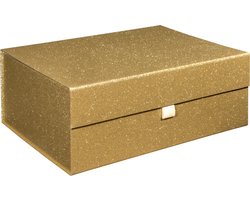 Luxe opbergdoos GOUD GLITTER, bewaardoos, opbergbox, formaat 40x30x15cm (1 stuk)