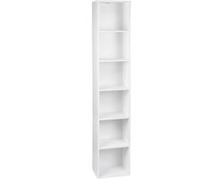 Luxe Opbergkast - Boekenkast - Smalle Kaste - Opberg Kast - Wandkast - 6 Planken - Hout - Wit