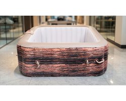 Luxe Opblaasbare Sorrento Jacuzzi 6-Persoons | Mobiele Whirlpool met Houten Effect, Inclusief Thermische Afdekking en Comfort Mat | 930L, PVC, VierkantMedaHomeStore