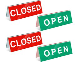 Luxe Open/Gesloten Bureauborden voor Kantoor en Bedrijf - 4 Stuks