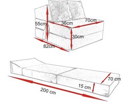 Luxe Opvouwbaar Logeermatras Navy Blauw - Camping Matras 200x70x15 cm - Met Kussens