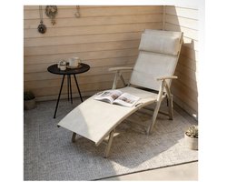 Luxe Opvouwbare Ligstoel Crème-Wit – Verstelbaar Relaxbed voor Binnen & Buiten