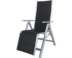 Luxe Opvouwbare Ligstoel Zwart/Zilver - Verstelbaar Aluminium Relaxfauteuil Buiten