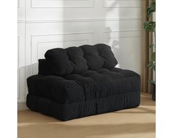 Luxe Opvouwbare Slaapbank & Vloer Sofa - 2-in-1 Slaapzetel / Logeerbed met Kussens & Ergonomische Rugleuning - Ruimtebesparend Slaapfauteuil - Zwart