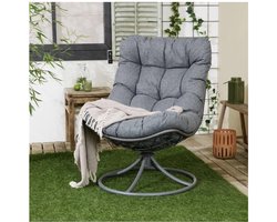Luxe Outdoor Draaistoel Antraciet – 360° Draaibaar | Comfortabele Lounge Stoel (67x82x91 cm)