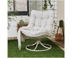 Luxe Outdoor Draaistoel – Zandkleur | 360° Draaibaar | Comfortabele Lounge Stoel