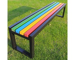Luxe Outdoor Houten Tuinbank 100 x 40 x 45 cm – Waterbestendig & Weerbestendig Zitbank voor Tuin, Terras, Balkon en Veranda – Stabiel Stalen Frame