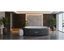 Luxe Ovale LAY-Z-SPA Whirlpool Mauritius AirJet | 7-Persoons Spa Jacuzzi 270x180x71 cm | 180 Massagestralen | 1370 Liter | Grijs Kunststof | Ontspannende Hot Tub voor Thuis & Tuin Depauwwonen