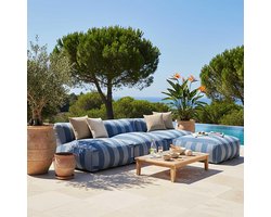 Luxe Pacific Blue Modulaire Loungeset met Hocker en Waterafstotende Kussens 4-Persoons – Mobili Bella