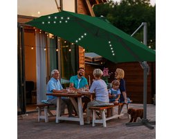 Luxe Parasol Groen met LED – Stevig metalen frame