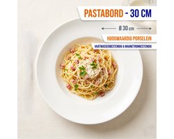 Luxe Pastaborden Set van 4 - Diepe Borden - Groot - Ø 30 cm - Hoogwaardig Porselein - Wit