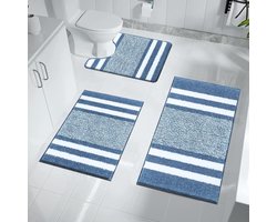 Luxe Pauwer Badkamermatten - Antislip & Comfortabel - 3 Stuks - Fluweelachtig Microvezel - 45x65cm & 50x80cm