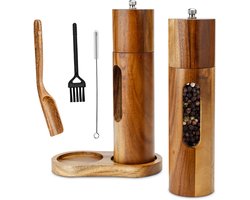 Luxe Peper- en Zoutmolen Set - Verstelbare Maalgraad - Hervulbaar - Pepermolen - Incl. Borstels en Vullepel - BBQ & Keuken