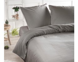 Luxe Percale Katoen Dekbedovertrek Lisanne Grijs | 240x200/220 | Fijn Geweven | Elegant En Zacht