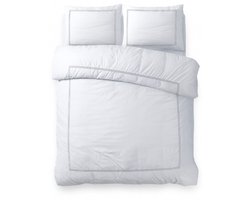 Luxe percale katoen hotel dekbedovertrek Lars grijs/wit - 200x200/220 - zacht en ademend - extra fijn geweven - hoogwaardig kwaliteit - stijlvolle uitstraling