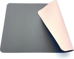 Luxe placemats lederlook - 6 stuks - dubbelzijdig grijs/roze - 45 x 30 cm - leer - leatherlook placemat