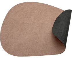 Luxe placemats lederlook - Eivormig - 6 stuks - Dubbelzijdig: roze en grijs - 44 x 37 cm - leer - leatherlook placemat