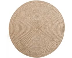 Luxe Placemats - Set van 6 stuks - Bruin - Rond - 38cm - Anti-slip - Onderhoudsvriendelijk - Gewoven - IXEN