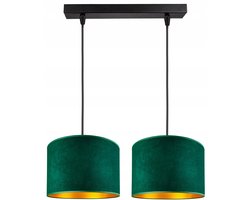 Luxe Plafondlamp met Velours Kap - Fluwelen Hanglamp Groen/Goud