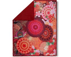 Luxe Plaid 130x160 cm - Bloemen en Mandala Print - Rood - Polyester - Voor 1 Persoon