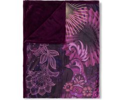 Luxe Plaid 130x160 cm - Pauw en Mandala Print - Bordeaux - Polyester - Voor 1 Persoon